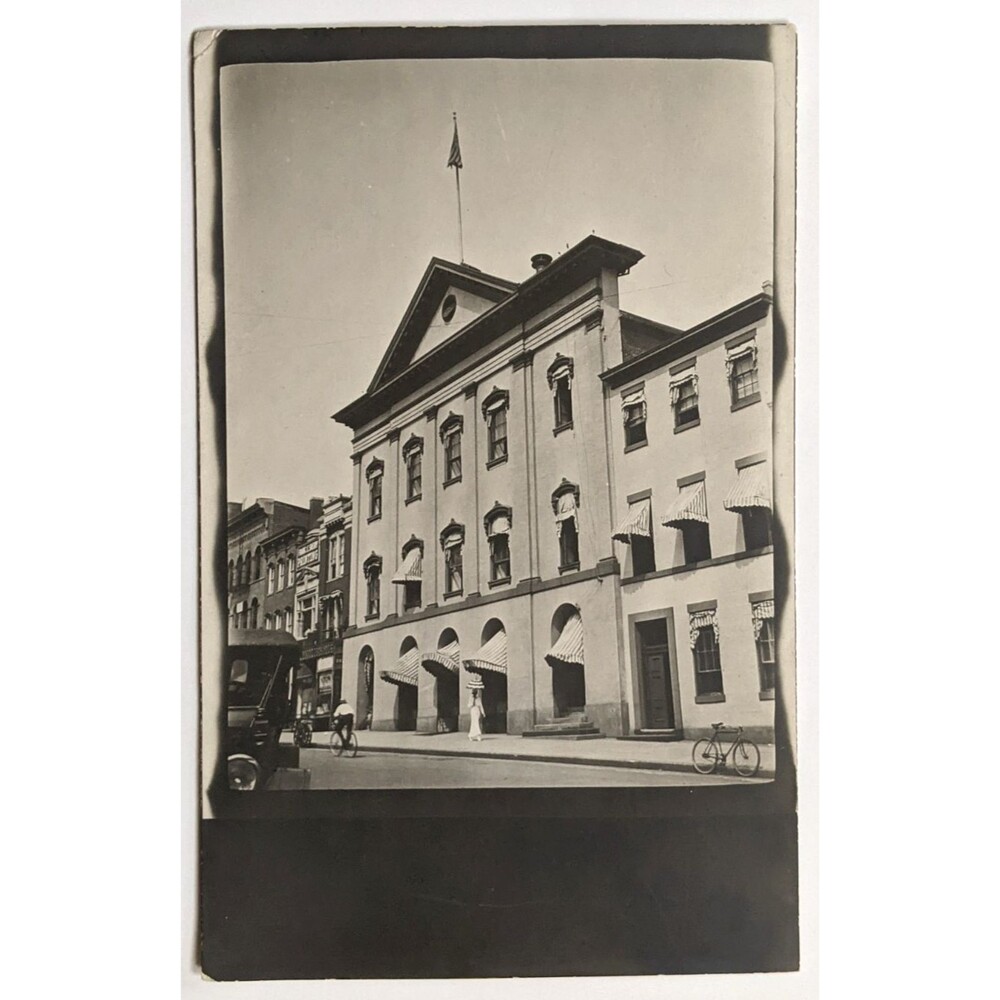 Ford’s Theatre Washington DC Early 1900s RPPC Postcard Street Scene Bicycle Auto